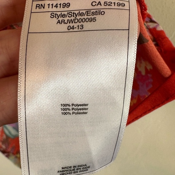 Roxy Orange Floral Slip Dress with Ruched Front Bodice and Gold Zipper Sz M - Picture 10 of 11